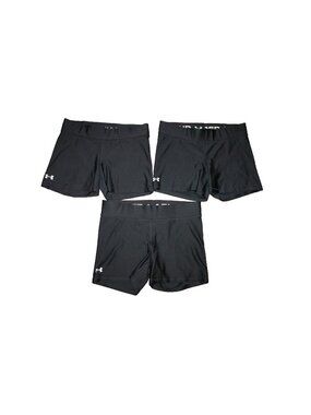 Under Armour HeatGear Armour Shorty Womens XL Compression Shorts Black Lot of 3
